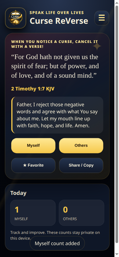 Verse for words over myself